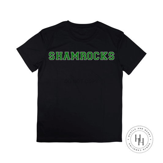 Shamrocks Green/silver Faux Chenille Letters Graphic Tee Dtg
