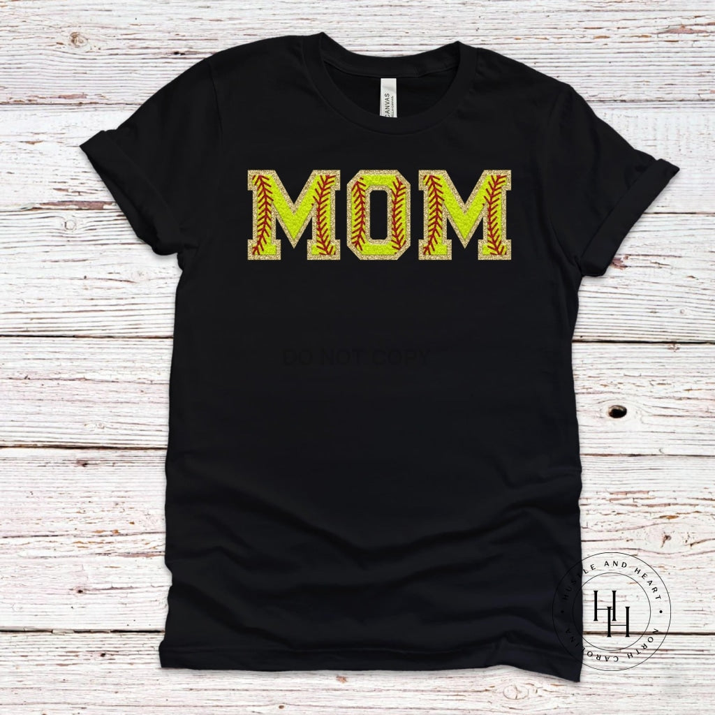 Softball Mom Faux Chenille Letters Graphic Tee