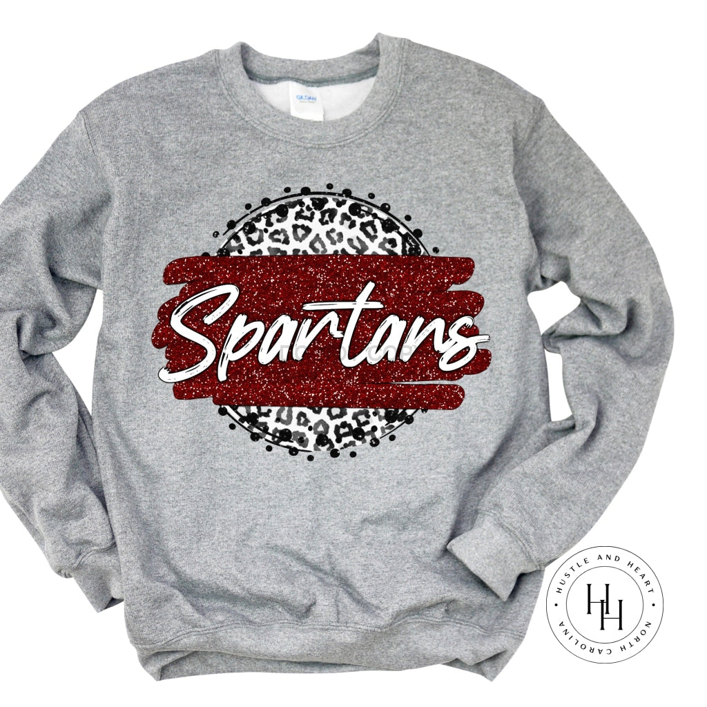 Spartans Marron Grey Leopard Graphic Tee Shirt