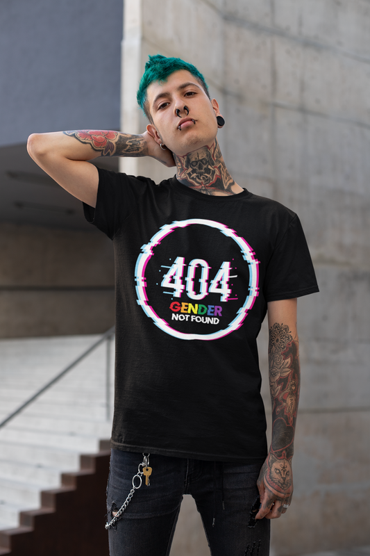 404 Gender Not Found Circle Glitch Graphic Tee