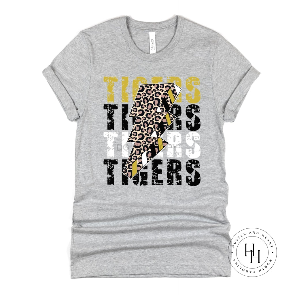 Tigers Old Gold White Black Lightning Bolt Graphic Tee