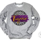 Tigers Purple/yellow Gold With Black Outline Graphic Tee Shirt