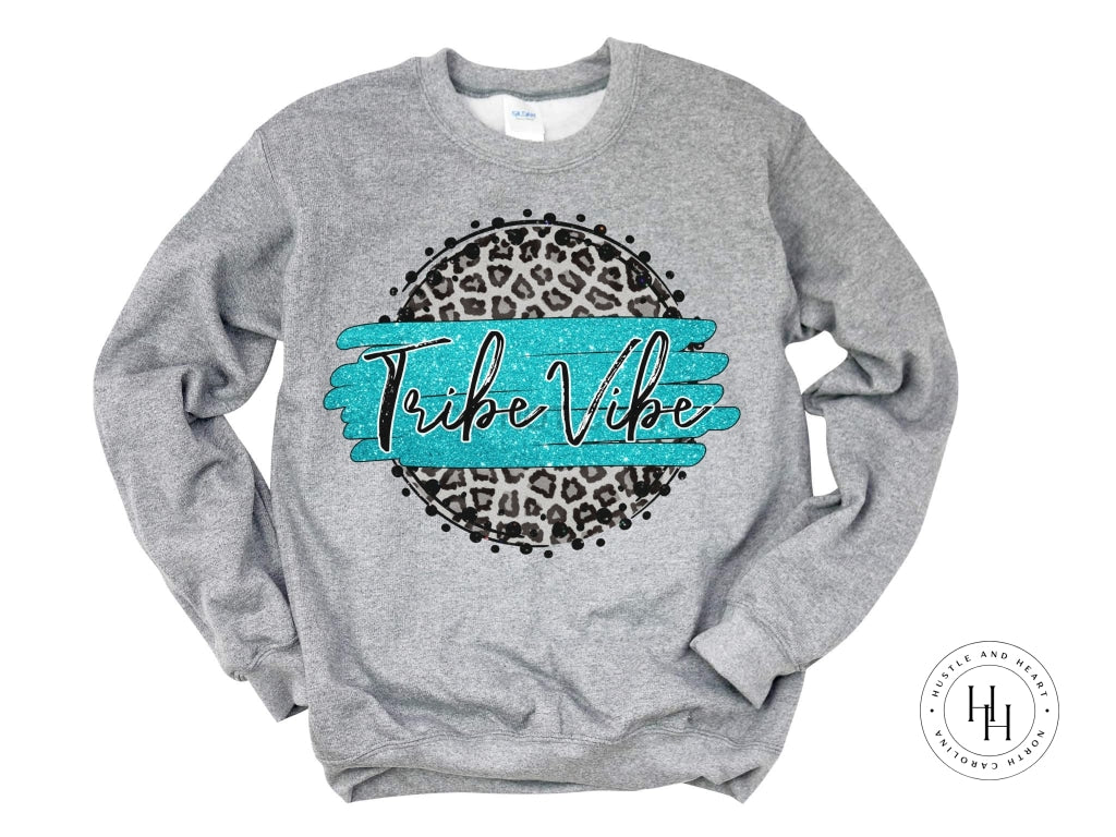 Tribe Vibe Teal/black With White Outline Graphic Tee Shirt