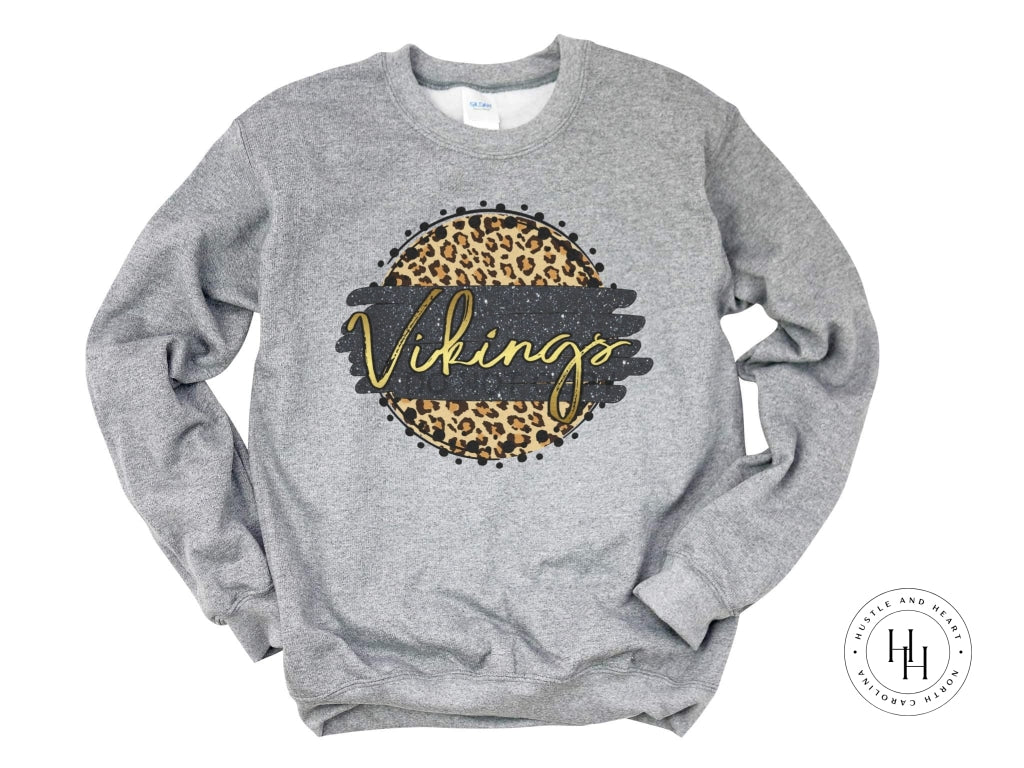 Vikings Black/gold With Black Outline Graphic Tee Tan Leopard Graphic Tee Shirt