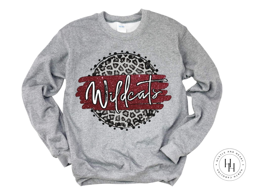 Wildcats Maroon/white With Black Outline Graphic Tee Shirt