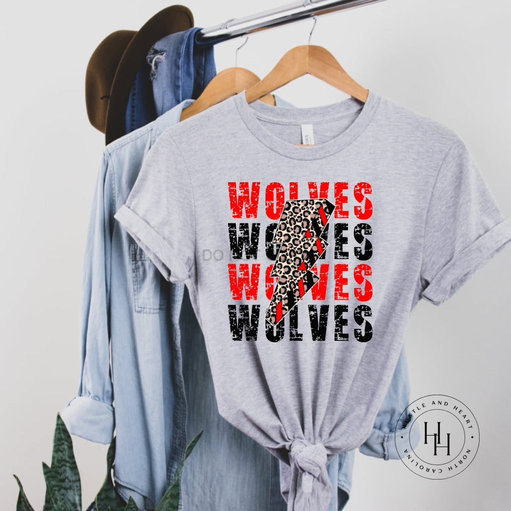 Wolves Red Lightning Bolt Graphic Tee