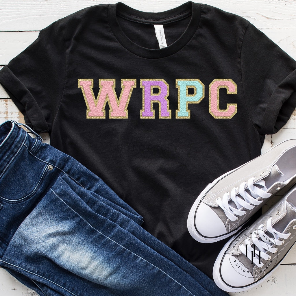 Wrpc Light Pink/lilac/mint/gold Faux Chenille Letters Graphic Tee