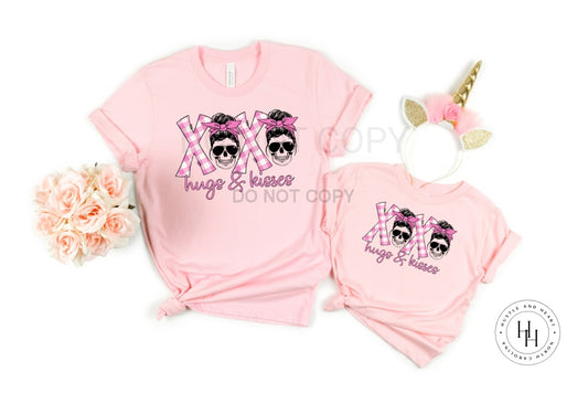 Xoxo Pink Gingham And Skulls Graphic Tee Dtg